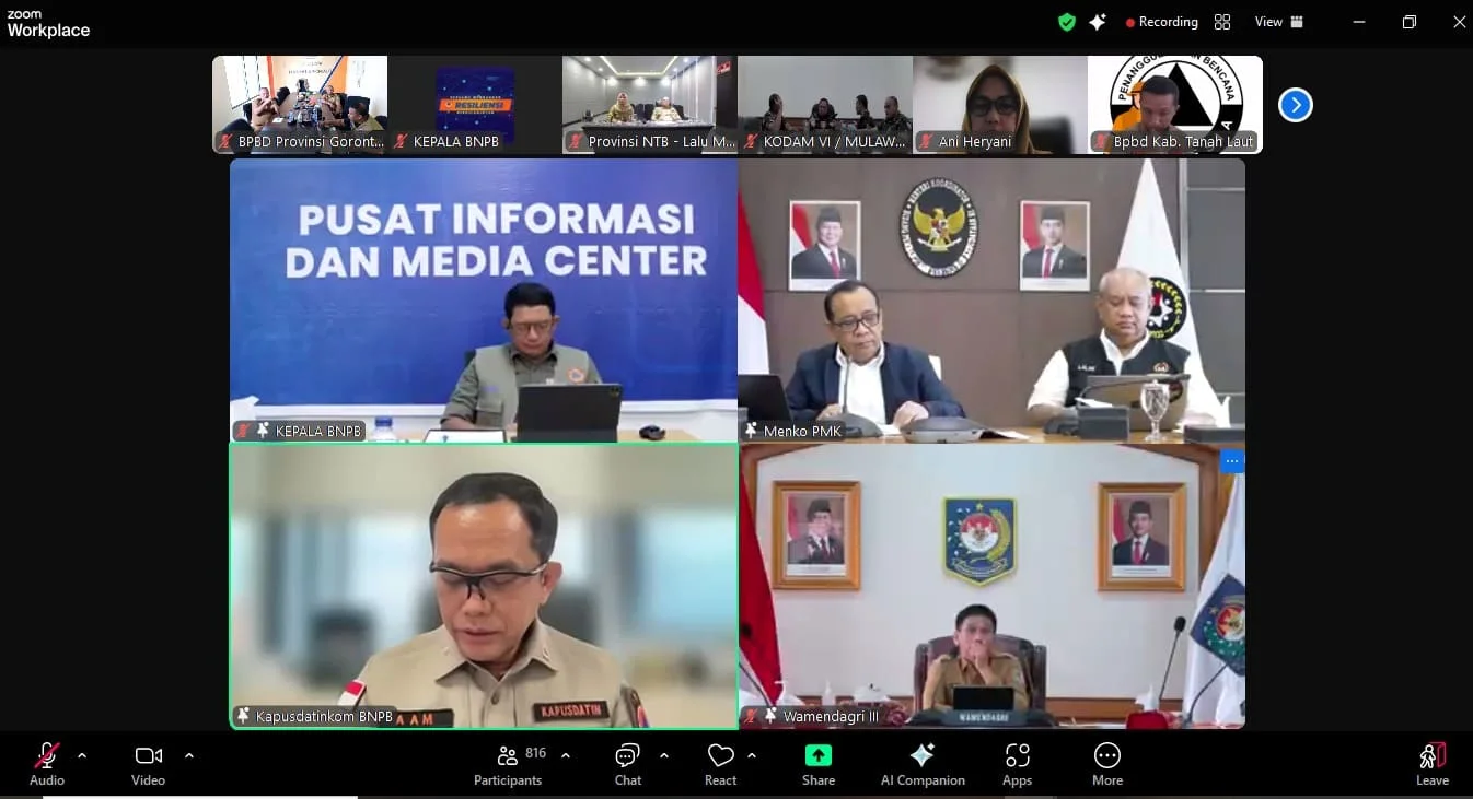 BPBD Provinsi Gorontalo Ikuti Rapat Koordinasi Kesiapsiagaan Bencana Hidrometeorologi Basah