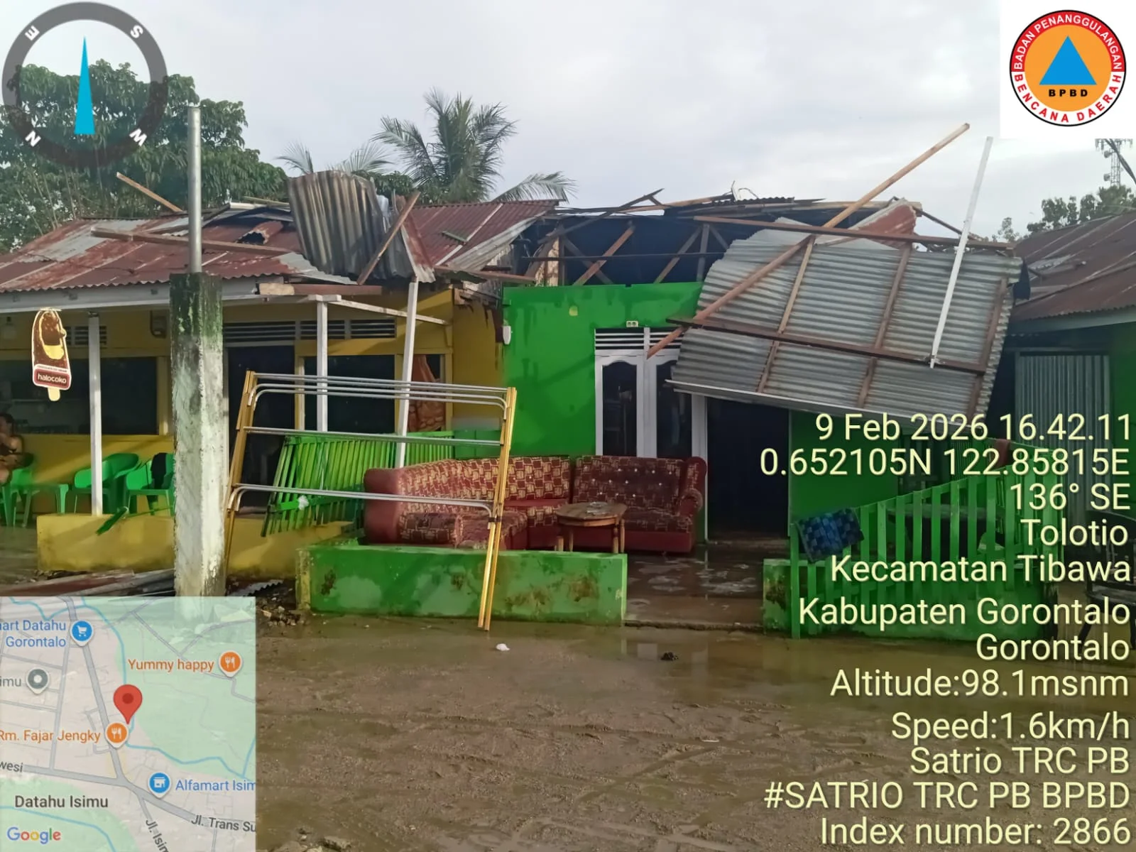 20 Rumah di Kecamatan Tibawa Gorontalo Terdampak Bencana Angin Puting Beliung-Banjir