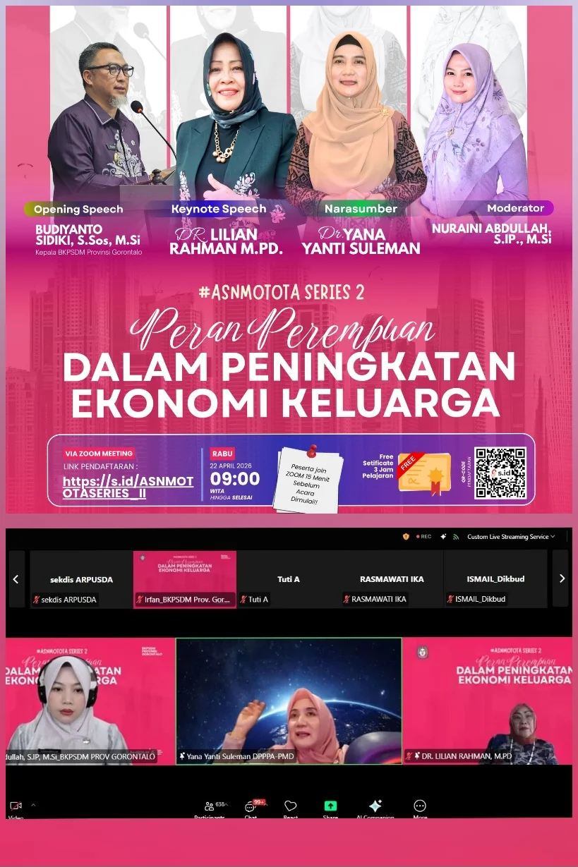 Kadis PPPA-PMD Provinsi Gorontalo Jadi Narasumber Webinar ASN MOTOTA Series 2, Tegaskan Perempuan Kunci Ekonomi Keluarga