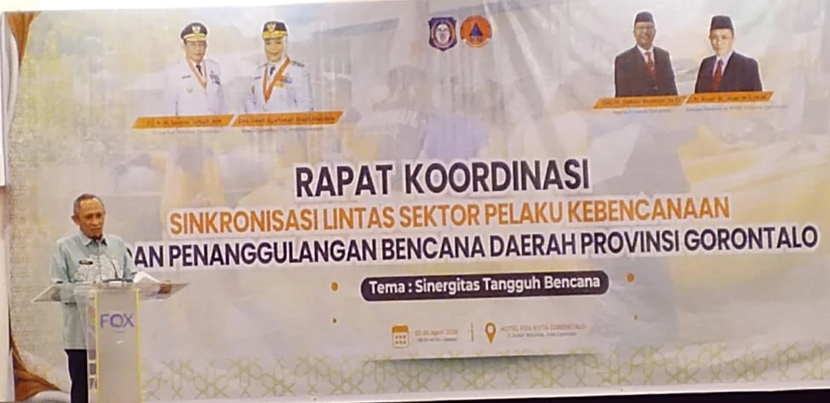Kalak BPBD Gorontalo Sambutan di Rapat Koordinasi: Sebagai Wadah Sinergitas Tangguh Bencana