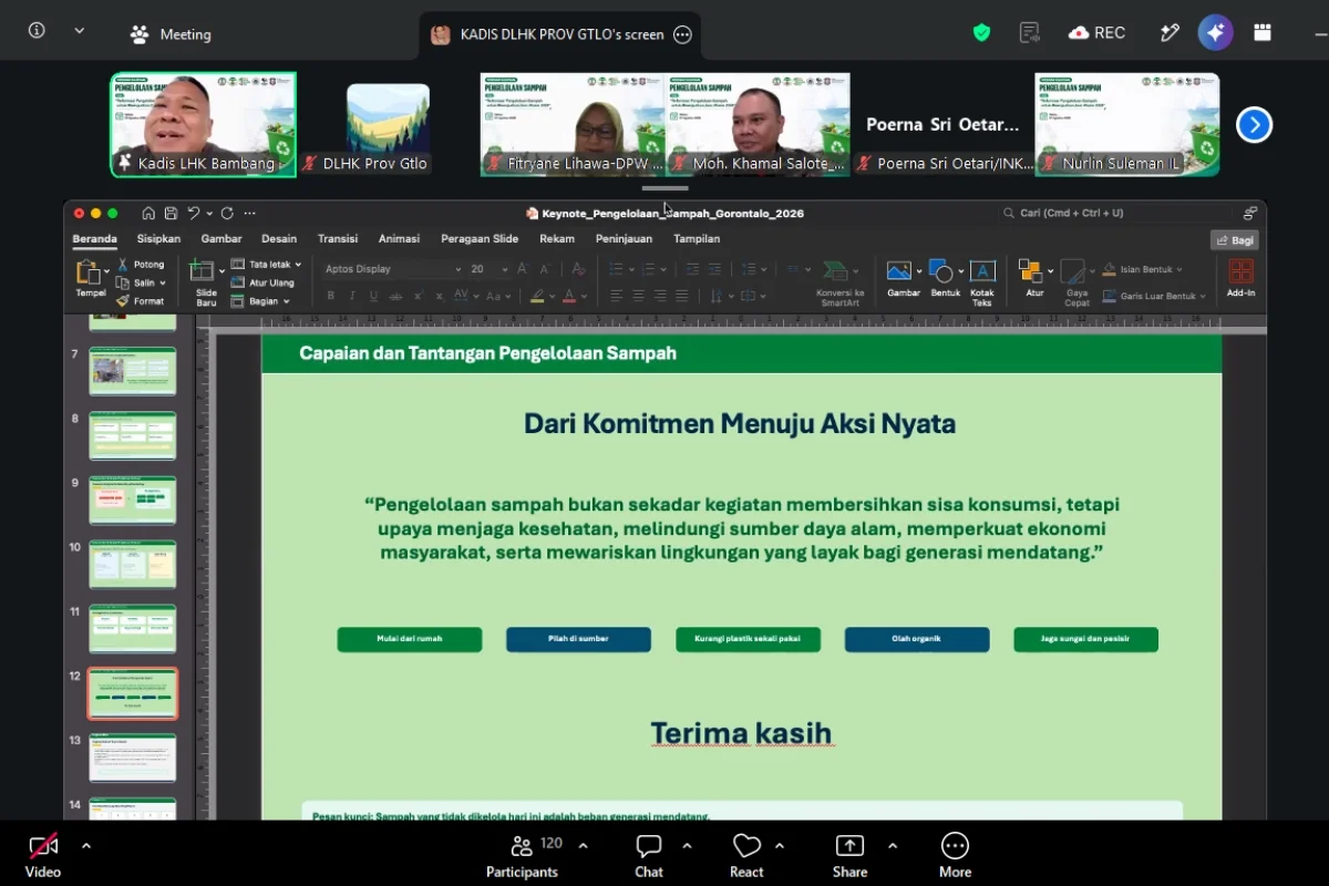 Kepala DLHK Provinsi Gorontalo Jadi Keynote Speaker Webinar Nasional Pengelolaan Sampah