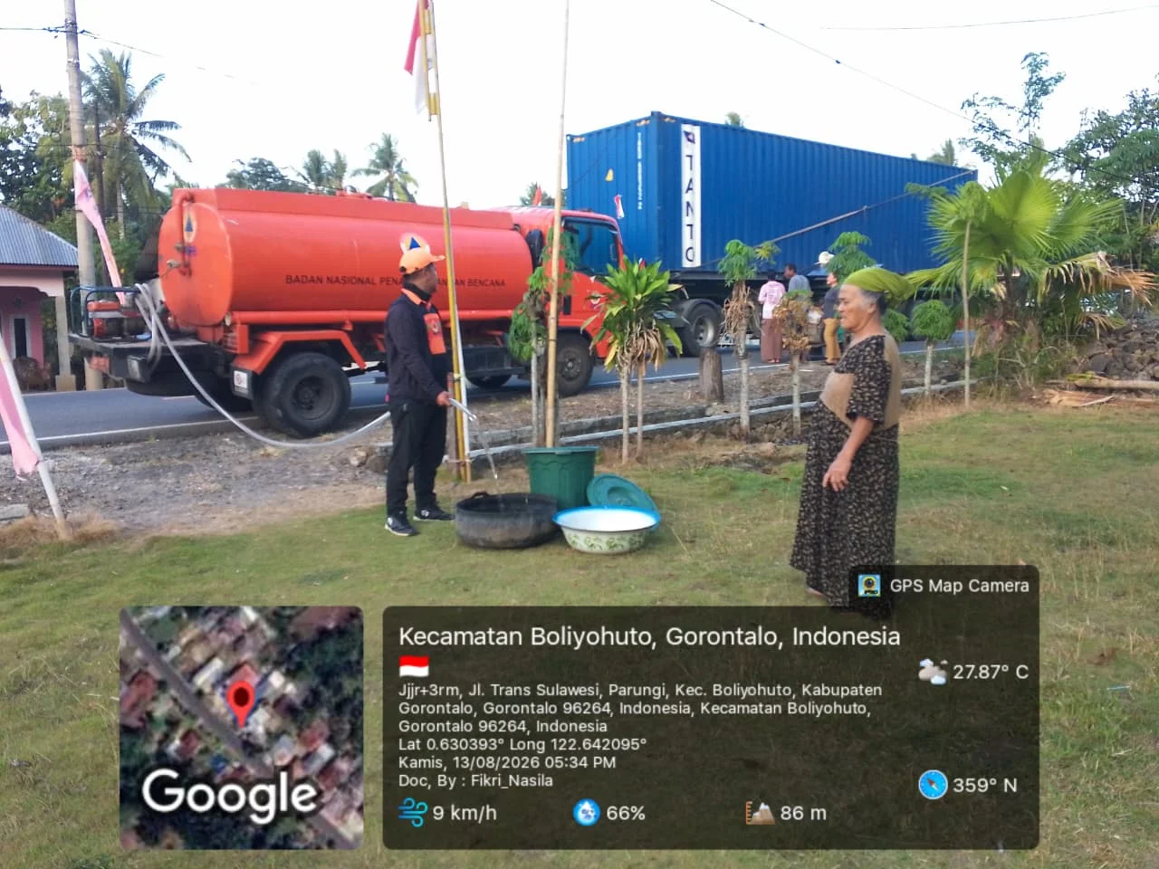 BPBD Provinsi Gorontalo Terus Salurkan Air Bersih, Warga Parungi: Kami Sangat Terbantu