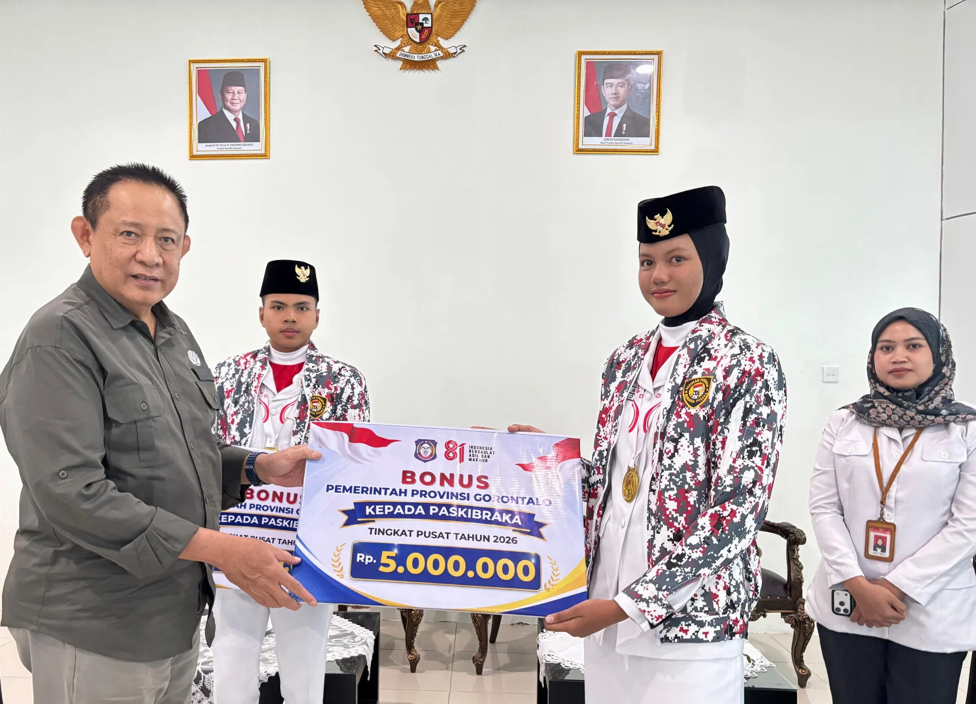 Gubernur Sambut Dua Paskibraka Tingkat Pusat Utusan Gorontalo, Bonus Rp5 Juta Jadi Apresiasi Pemerintah Daerah