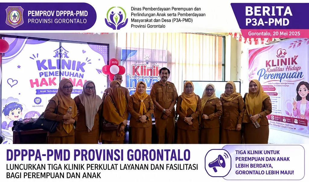 Perkuat Layanan Perempuan dan Anak, Dinas P3A-PMD Gorontalo Launching Tiga Klinik