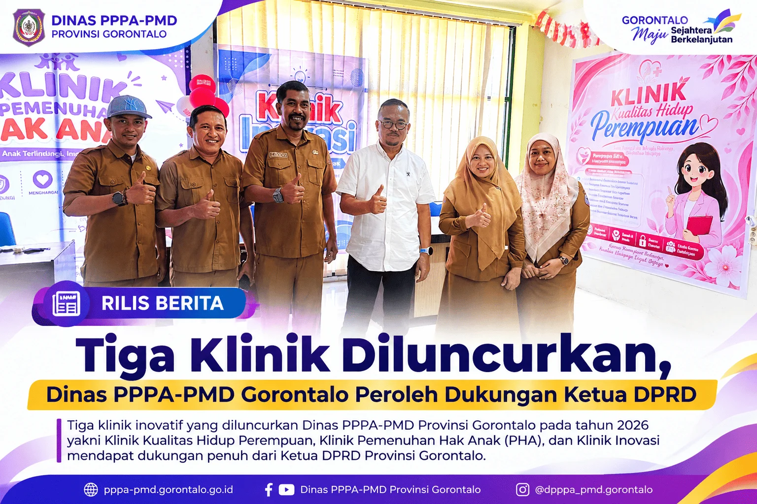 Tiga Klinik Diluncurkan, Dinas PPPA-PMD Gorontalo Peroleh Dukungan Ketua DPRD