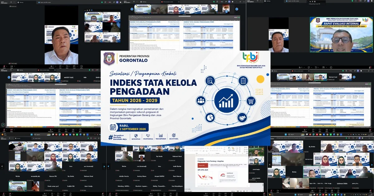 Biro PBJ Setda Provinsi Gorontalo Gelar Sosialisasi Indeks Tata Kelola Pengadaan 2026–2029 melalui WFH