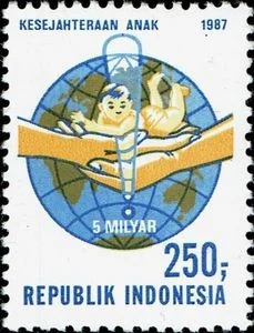 Prangko 250 Rp Kesejahteraan Anak tahun 1987