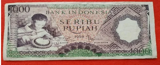Uang Kertas 1000 Rupiah Tahun 1958 Bergambar Pandai Besi
