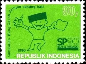 Prangko 90 Rp Sensun Penduduk tahun 1990
