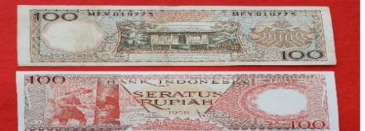 Uang Kertas 100 Rupiah Tahun 1958 Bergamabar Menada Karet