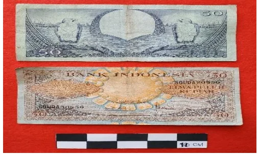 Uang Kertas 50 Rupiah Tahun 1959 Bergambar Bunga Teratai