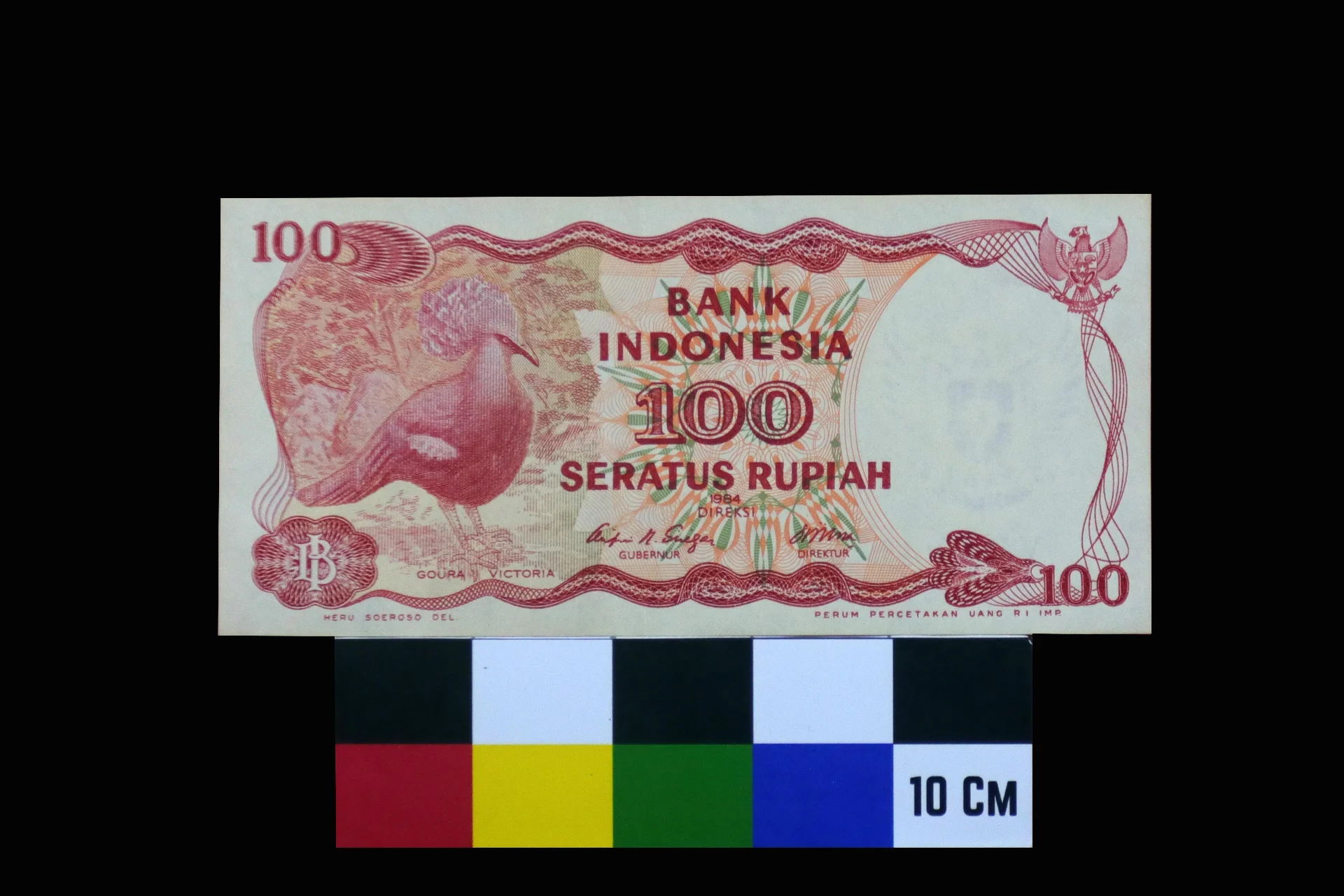 Uang Kertas 100 rupiah 1984 bergamabar burung dara mahkota goura victoria