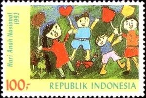 Prangko 100 Rp Hari anak Nasional tahun 1992