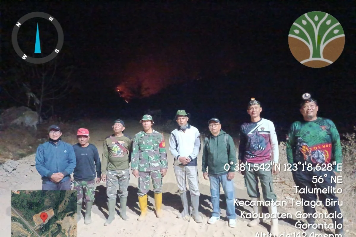Terobos Gelap Malam, KPH VI Gorontalo Bergerak Cepat Tangani Karhutla di Perbukitan Limboto